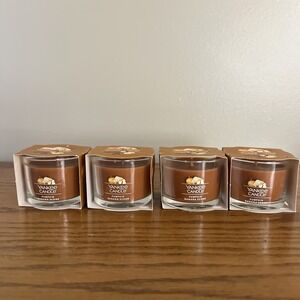 Lot of 4 Yankee Candle Brown Mini Holiday Candles in Pumpkin Banana Scone